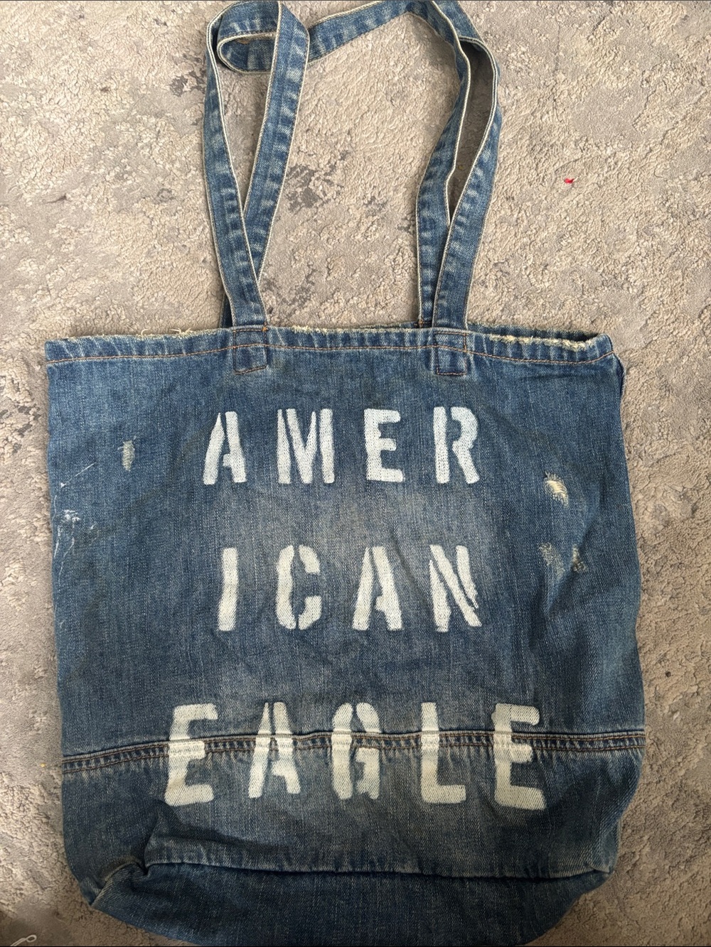 American Eagle Outfitters Distressed Denim Messenger Tote - Blue